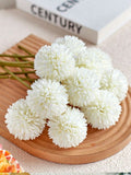 25Pcs Silk Chrysanthemum Ball White Bouquets Hydrangea - Elegant Floral Decor for Minimalist and Gatsby Weddings