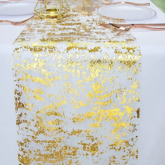 2 Pieces Gold Table Runner Metallic Glitter Table Cloths - 12 x 108 Inch - Elegant Decor for Minimalist Weddings