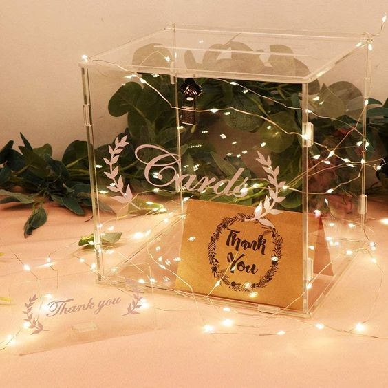 Elegant Acrylic Wedding Card Box - Modern and Transparent Gift Card Holder for Receptions