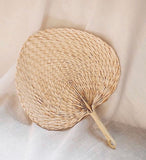 Set of 12 Wedding Raffia Fans - Palm Leaf Hand Fans for Guests - Eco-Friendly Cooling Elegance