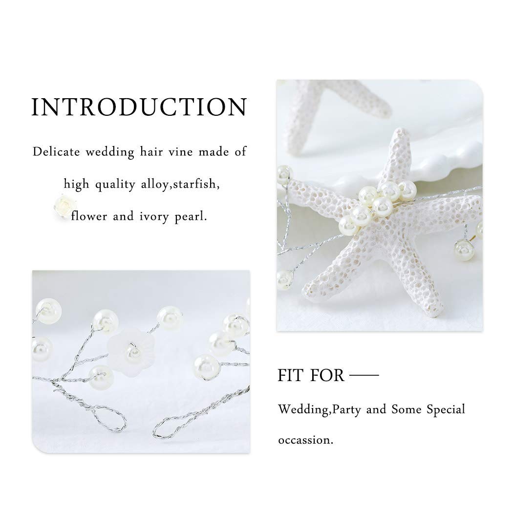 Starfish Bride Wedding Hair Vine - Pearl Bridal Headpiece for Beach Wedding Elegance