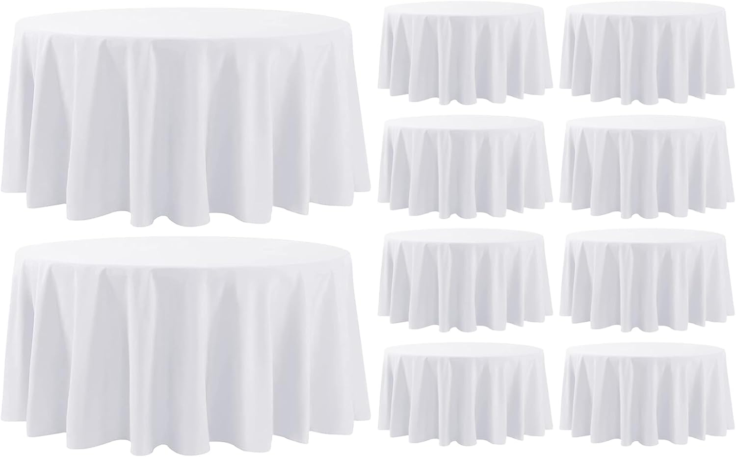 10 Pack White Round Tablecloth 120 Inch - Stain Resistant Decorative Tablecloths for Minimalist Wedding