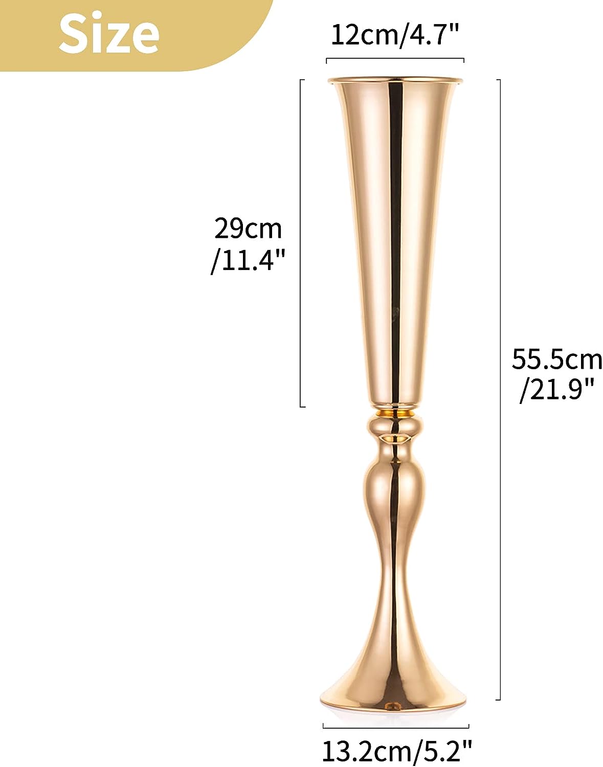 6 Pcs 21.9" Gold Metal Wedding Centerpieces Vase - Elegant Decor for Gatsby-Themed Weddings