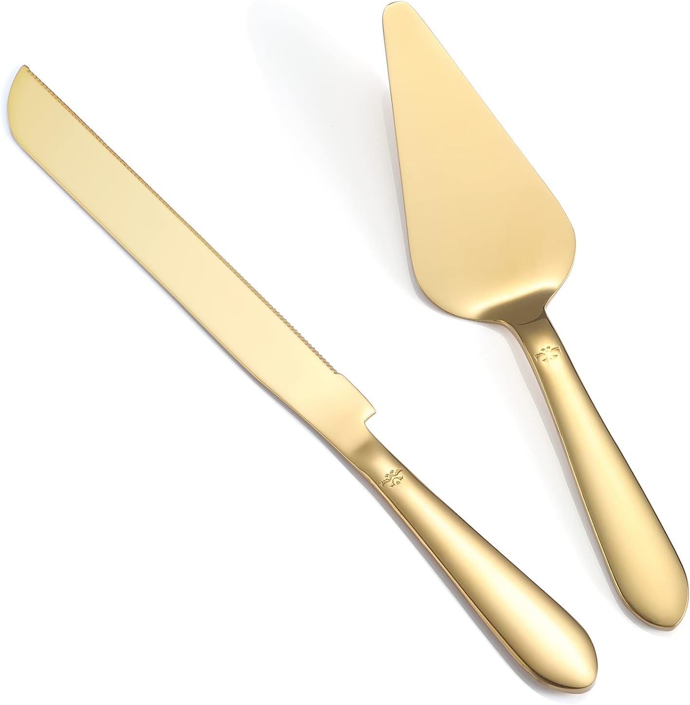 Elegant Gold Wedding Cake Cutting Set - 13" Knife & 10.43" Server for Special Celebrations