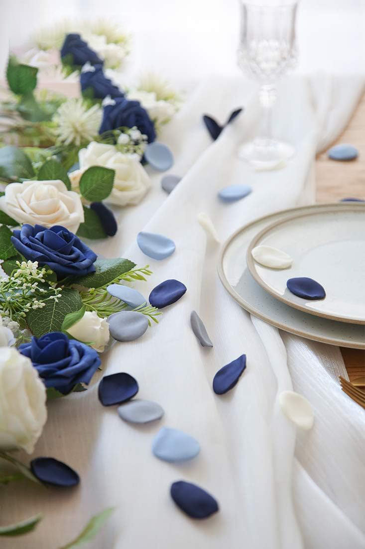 300pcs Dusty Blue Navy Silk Rose Petals - Perfect for Wedding Flower Girl Basket & Elegant Decor