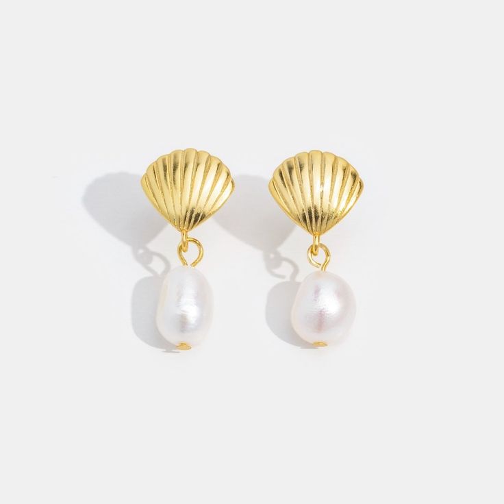 Elegant Seashell Pearl Drop Earrings for Women - Perfect for Wedding & Special Occasions