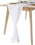 10Ft White Chiffon Table Runner 29x120 inches - Exquisite Decor for Minimalist and Gatsby Weddings