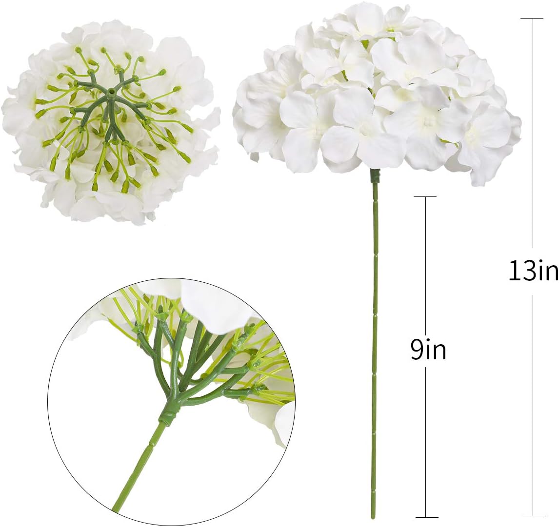 12pcs Hydrangea Artificial Flowers with Stems - Elegant Silk Flower Heads for Minimalist Wedding Decor