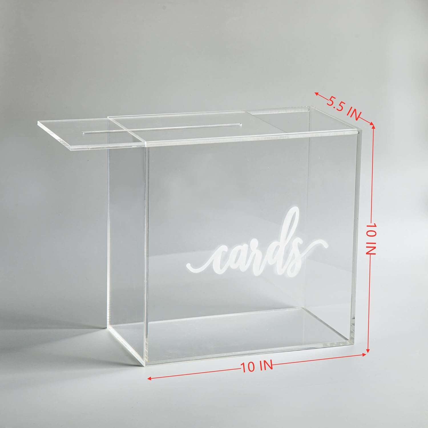 10” Acrylic Clear Card Box - Sleek Wedding Card Box for Reception in Minimalist Style