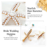 2 Styles Starfish Hair Clips with Gold Pearl Barrettes - Luxurious Wedding Hair Accessories