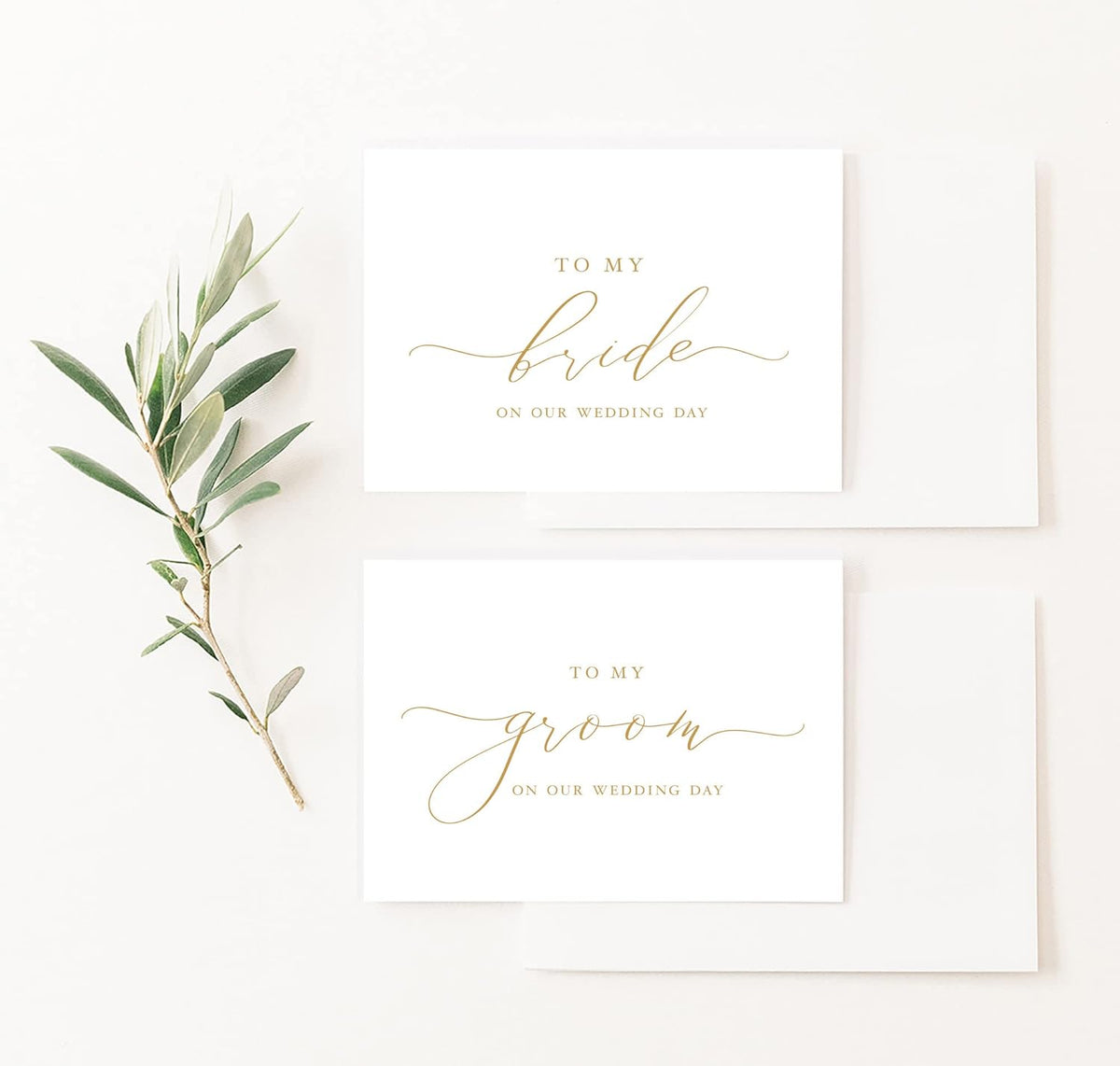 To My Bride / To My Groom On Our Wedding Day Cards - Elegant Minimalist Design for Special Moments