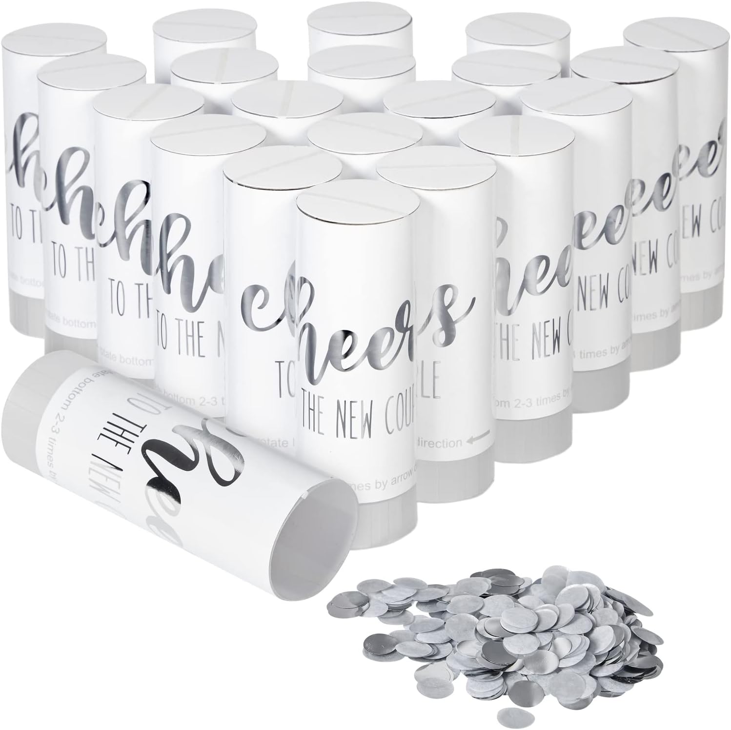 Sparkle and Bash 20 Pack Silver Foil Wedding Confetti Shakers - Elegant Bulk Decor for Minimalist Weddings