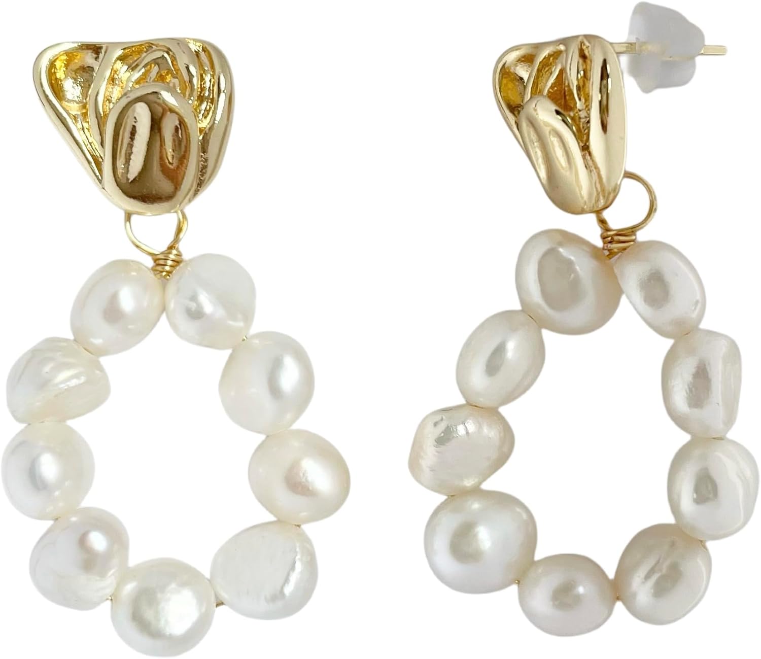 Elegant White Baroque Pearl Earrings for Women - Perfect for Wedding & Formal Occasions