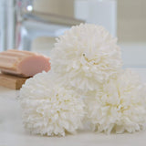 25Pcs Silk Chrysanthemum Ball White Bouquets Hydrangea - Elegant Floral Decor for Minimalist and Gatsby Weddings