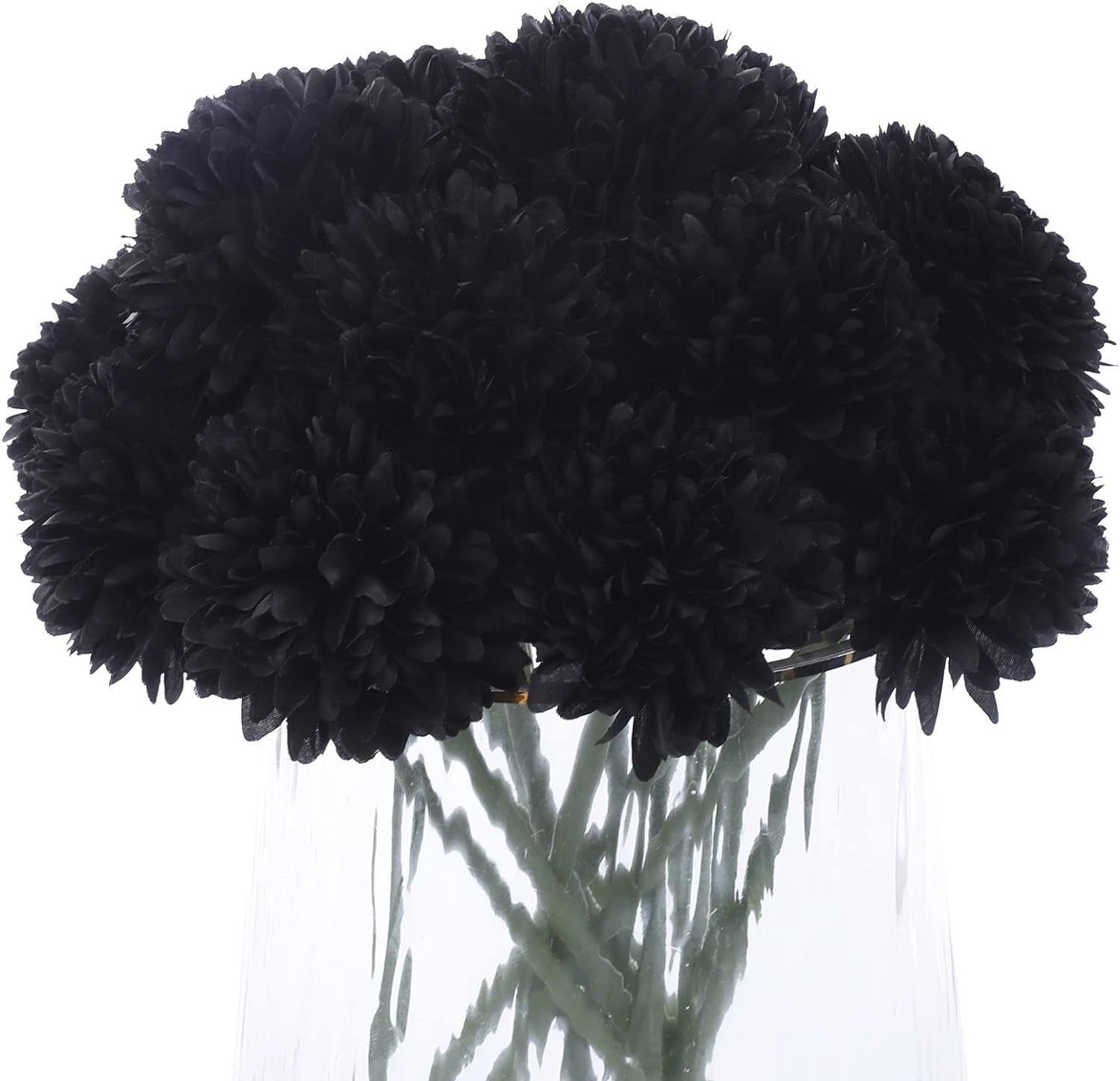 15pcs Black Artificial Silk Hydrangea Chrysanthemum Ball Flowers - Chic Decor for Minimalist and Gatsby Weddings