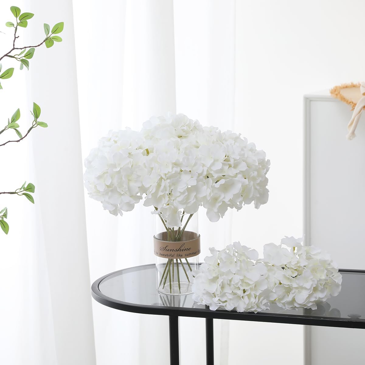 12pcs Hydrangea Artificial Flowers with Stems - Elegant Silk Flower Heads for Minimalist Wedding Decor