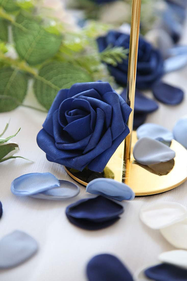 300pcs Dusty Blue Navy Silk Rose Petals - Perfect for Wedding Flower Girl Basket & Elegant Decor