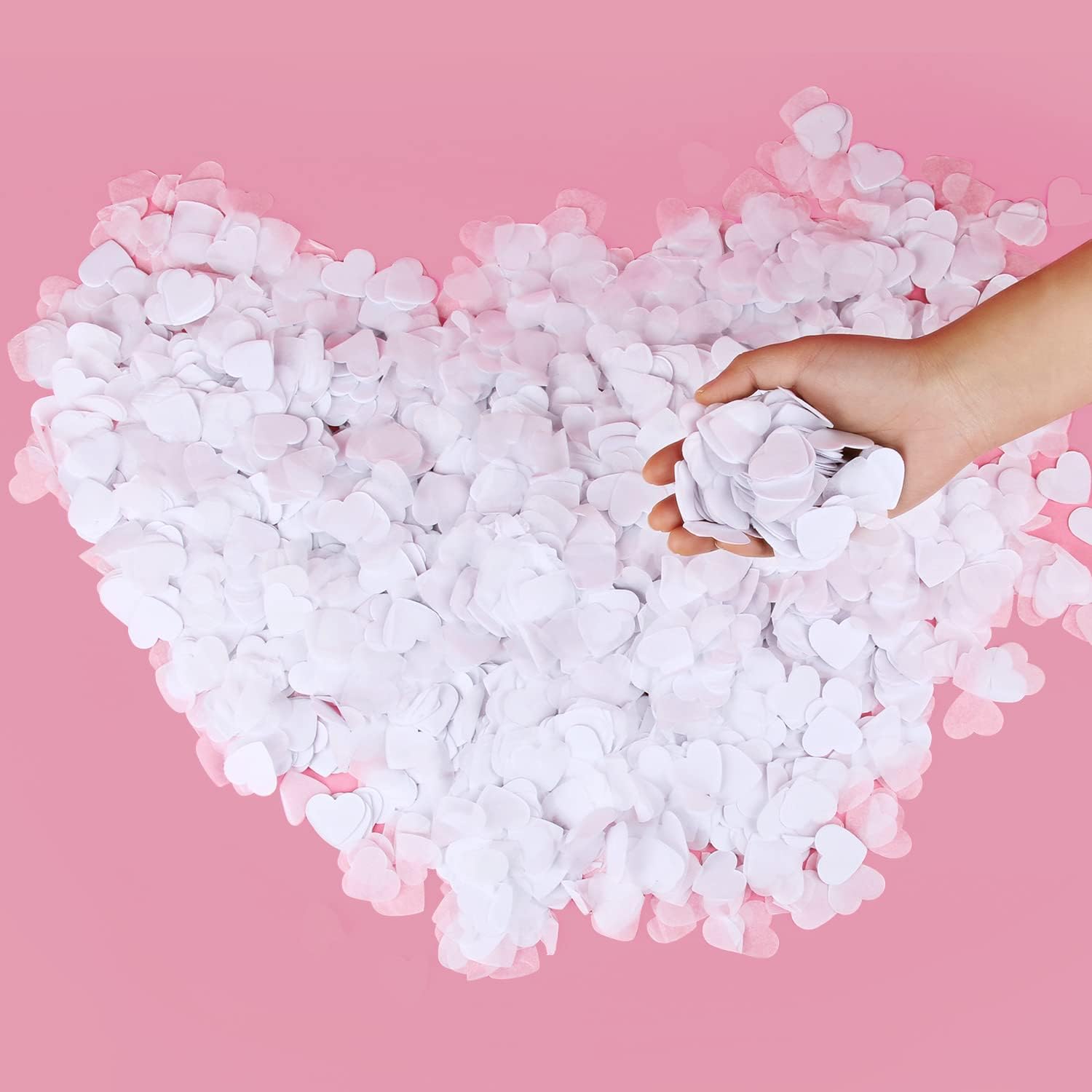 7.1 Oz White Heart Shaped Confetti (25000Pcs) - Elegant Tissue Papers for Minimalist Wedding Celebrations