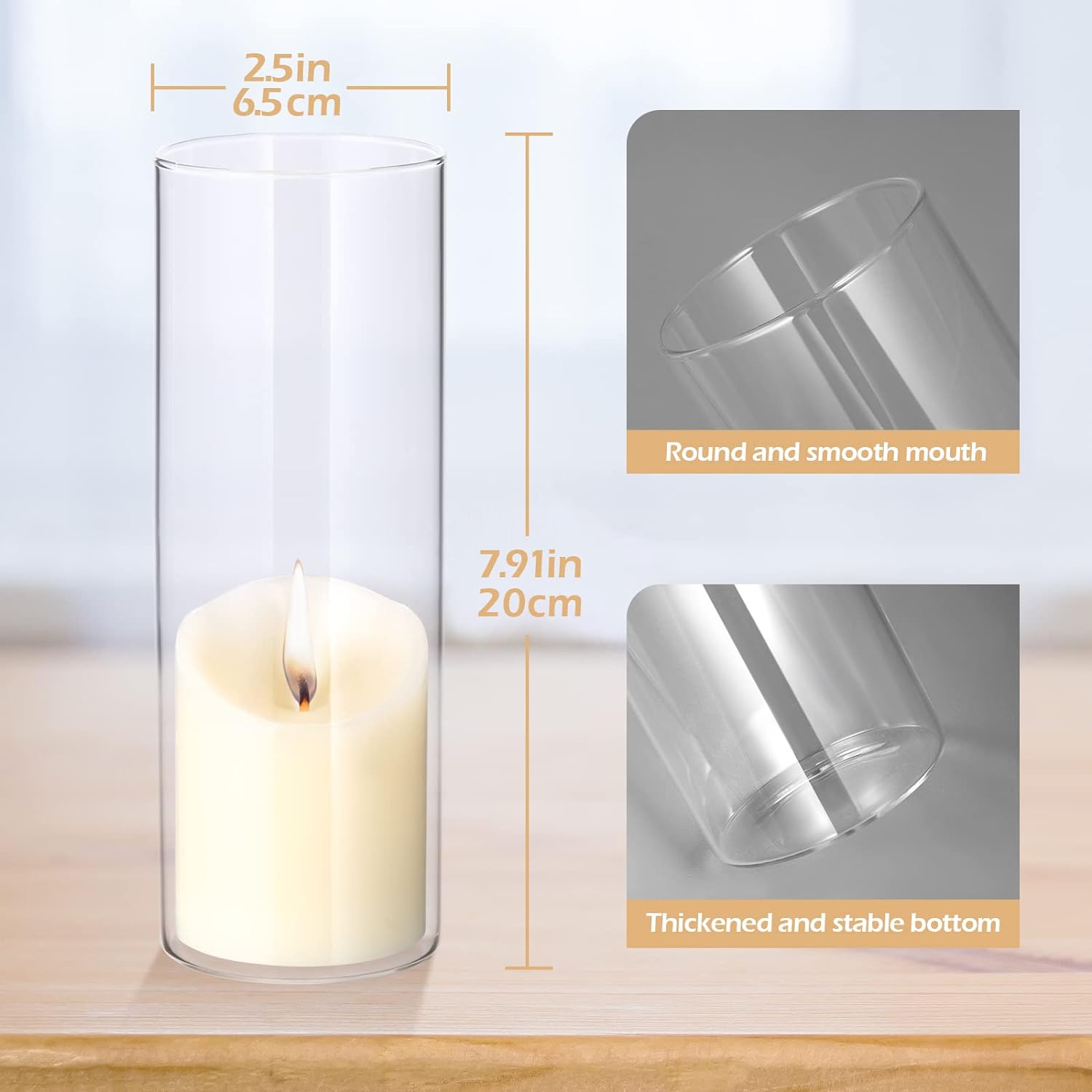 24 Pcs 8 Inch Tall Clear Cylinder Glass Vases - Bulk Set for Elegant Minimalist Wedding Decor