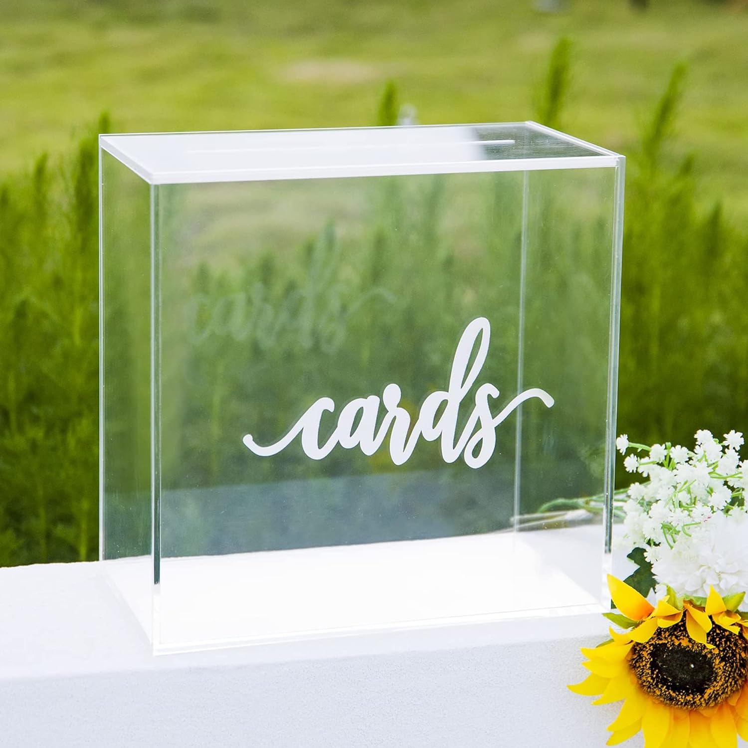 10” Acrylic Clear Card Box - Sleek Wedding Card Box for Reception in Minimalist Style