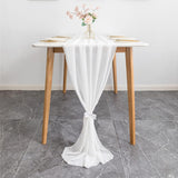 10Ft White Chiffon Table Runner 29x120 inches - Exquisite Decor for Minimalist and Gatsby Weddings