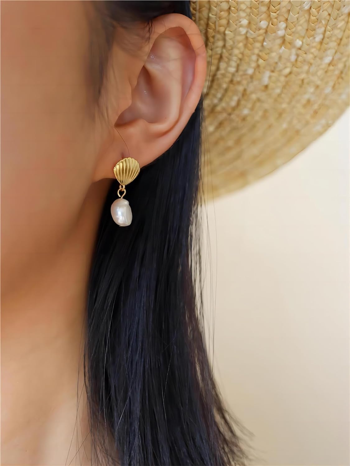 Elegant Seashell Pearl Drop Earrings for Women - Perfect for Wedding & Special Occasions