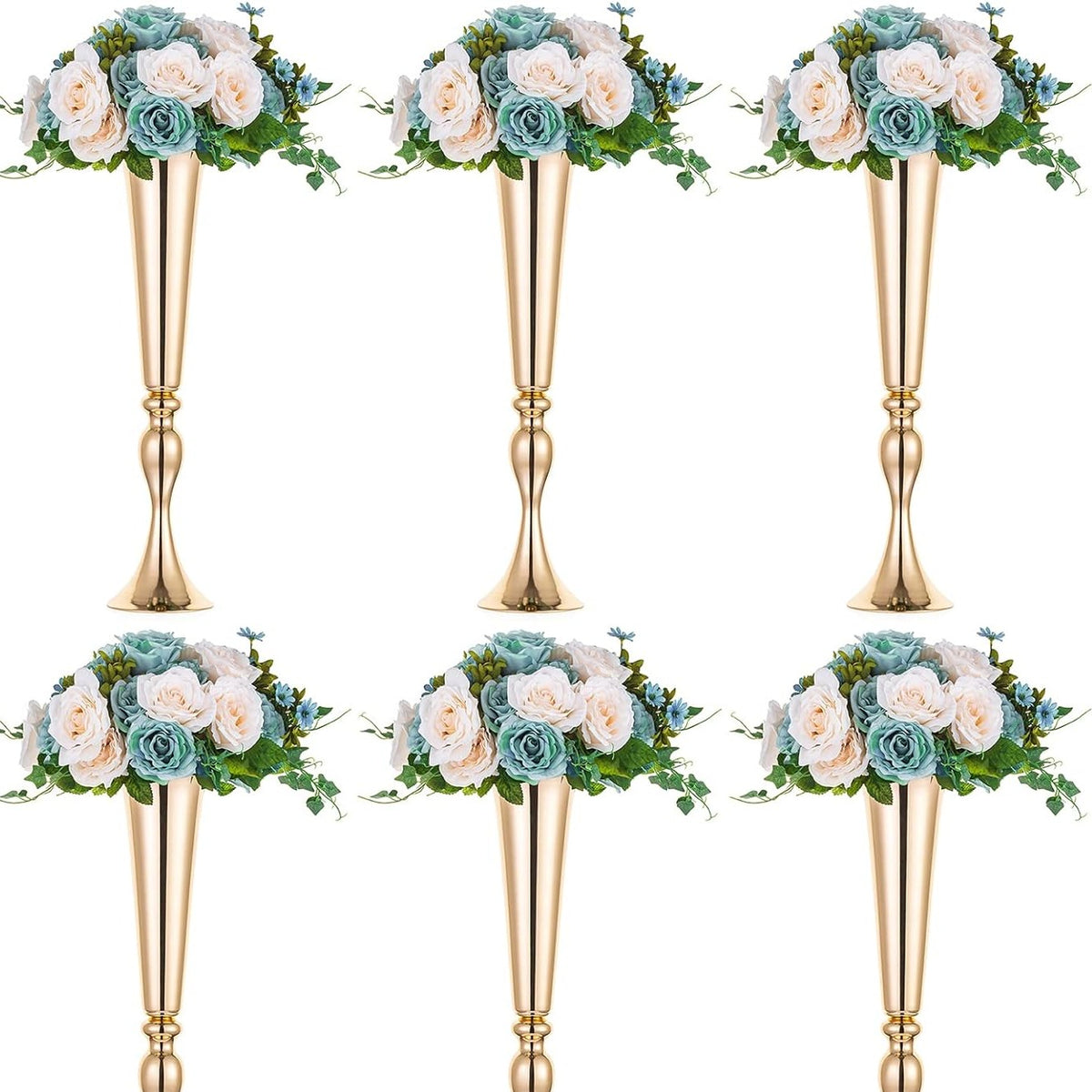 6 Pcs 21.9" Gold Metal Wedding Centerpieces Vase - Elegant Decor for Gatsby-Themed Weddings