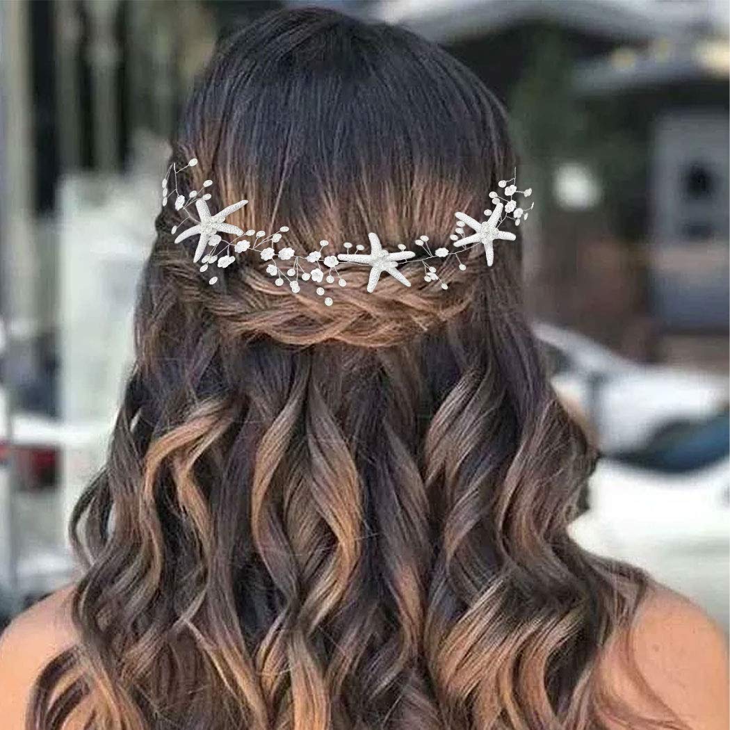 Starfish Bride Wedding Hair Vine - Pearl Bridal Headpiece for Beach Wedding Elegance