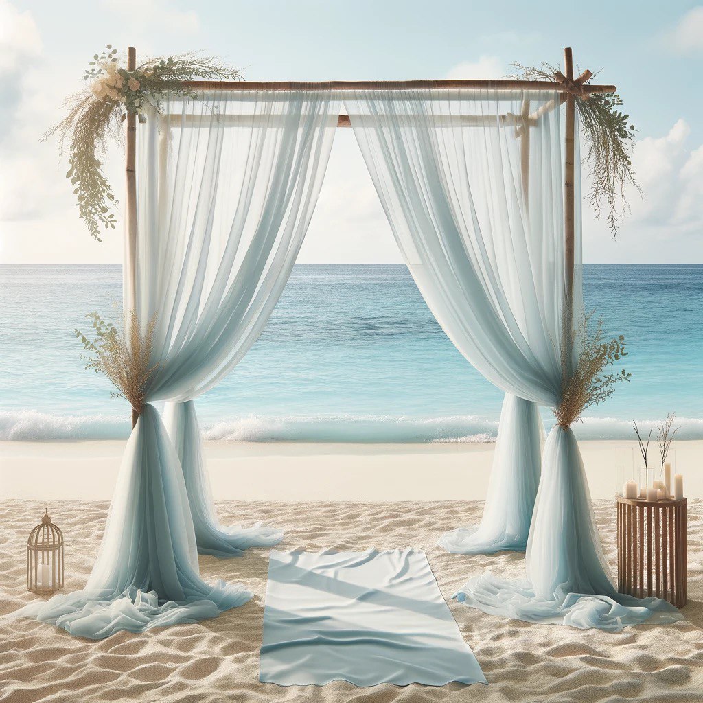 Serene Elegance: Light Blue Chiffon Curtains 5ft x 10ft, 2 Panels - Ideal for Wedding Decor