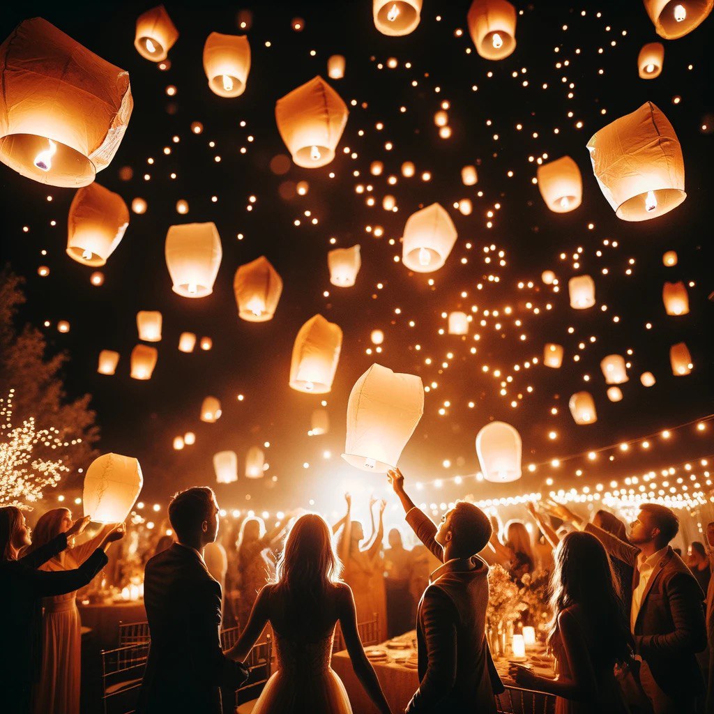 Magical Skies: 10 Pack Chinese Paper Flying Lanterns, 35 Inches - Perfect for Memorable Wedding Releases