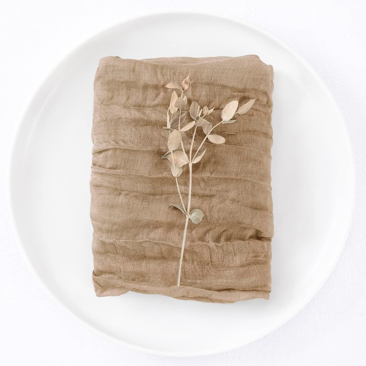 Earthy Elegance: Set of 20 Brown Cheesecloth Dinner Napkins - Rustic Boho Charm for Weddings