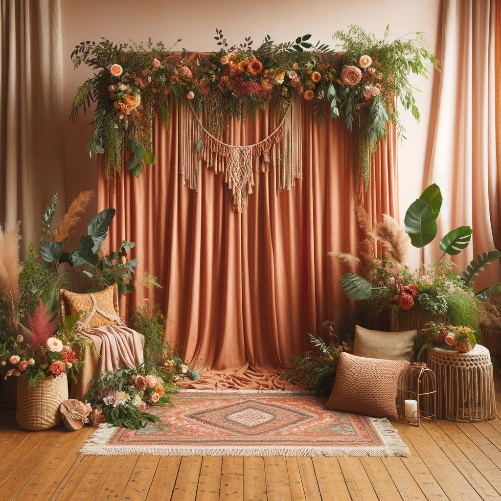 Rich Terracotta Polyester Curtains: 10x10 FT Backdrop, 2 Panels - Luxurious Accent for Wedding Decor