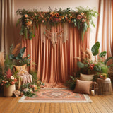 Rich Terracotta Polyester Curtains: 10x10 FT Backdrop, 2 Panels - Luxurious Accent for Wedding Decor