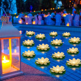 12 Pcs Floating Pool Lights Lotus - 5.91 Inch - Magical Wedding & Event Decor