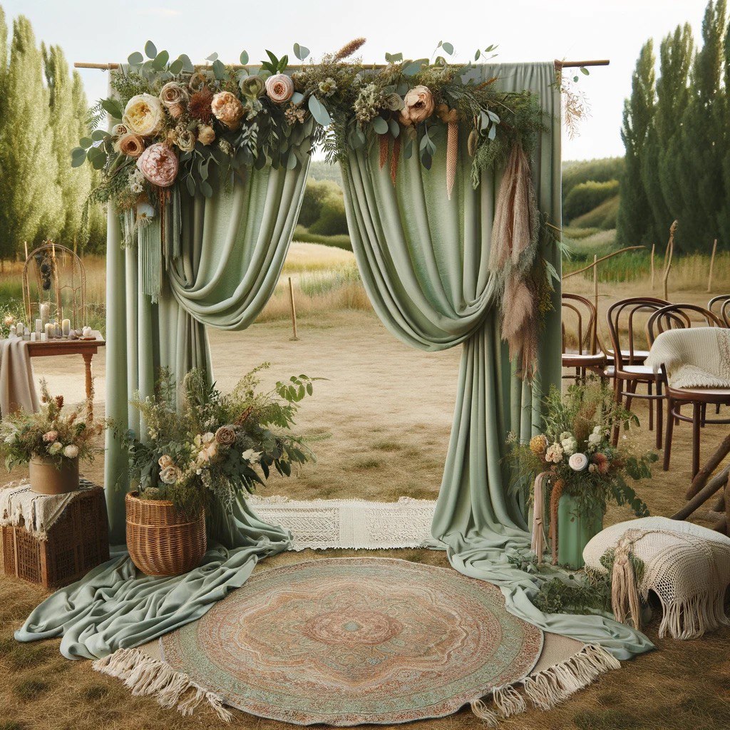 Lush Elegance: Wedding Fabric Green Curtains, 5ft x 10ft, 2 Panels - Perfect for Enchanting Wedding Decor