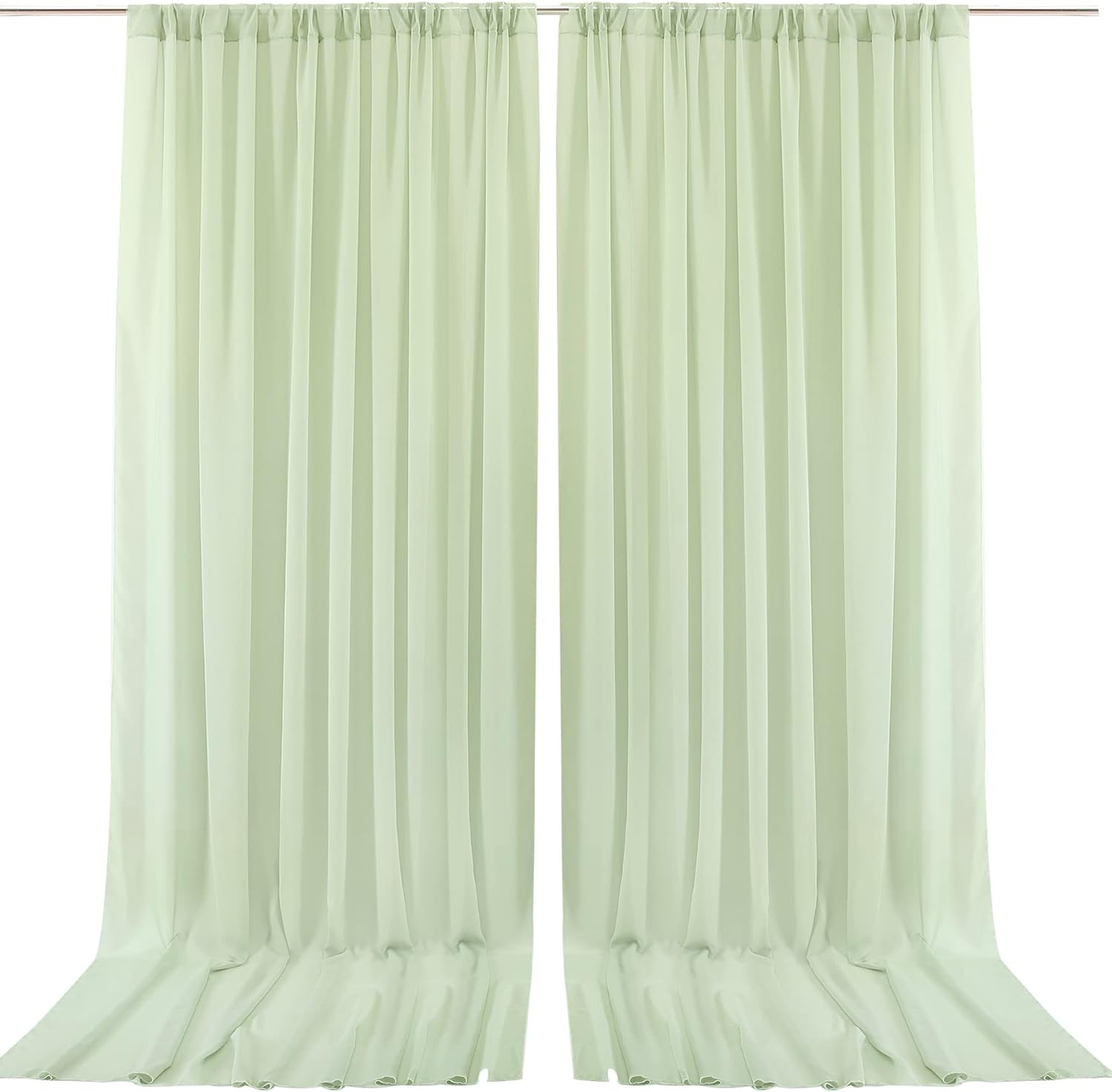 Ethereal Charm: Light Green Chiffon Curtains 5ft x 10ft, 2 Panels - Ideal for Romantic Wedding Decor