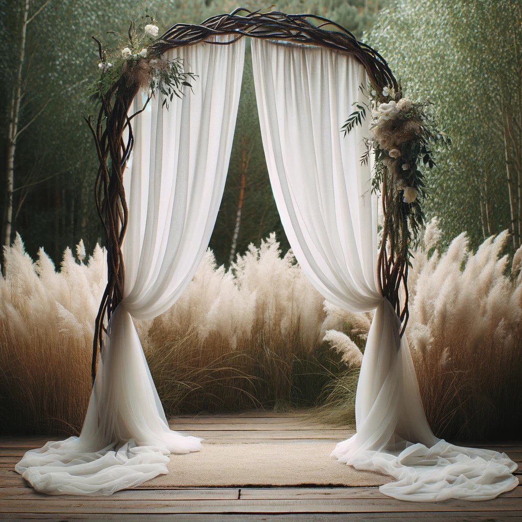 Ethereal Elegance: White Chiffon Curtains 10x10 FT, 2 Panel Backdrop - Ideal for Wedding Celebrations