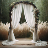 Ethereal Elegance: White Chiffon Curtains 10x10 FT, 2 Panel Backdrop - Ideal for Wedding Celebrations