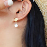 Elegant Seashell Pearl Drop Earrings for Women - Perfect for Wedding & Special Occasions