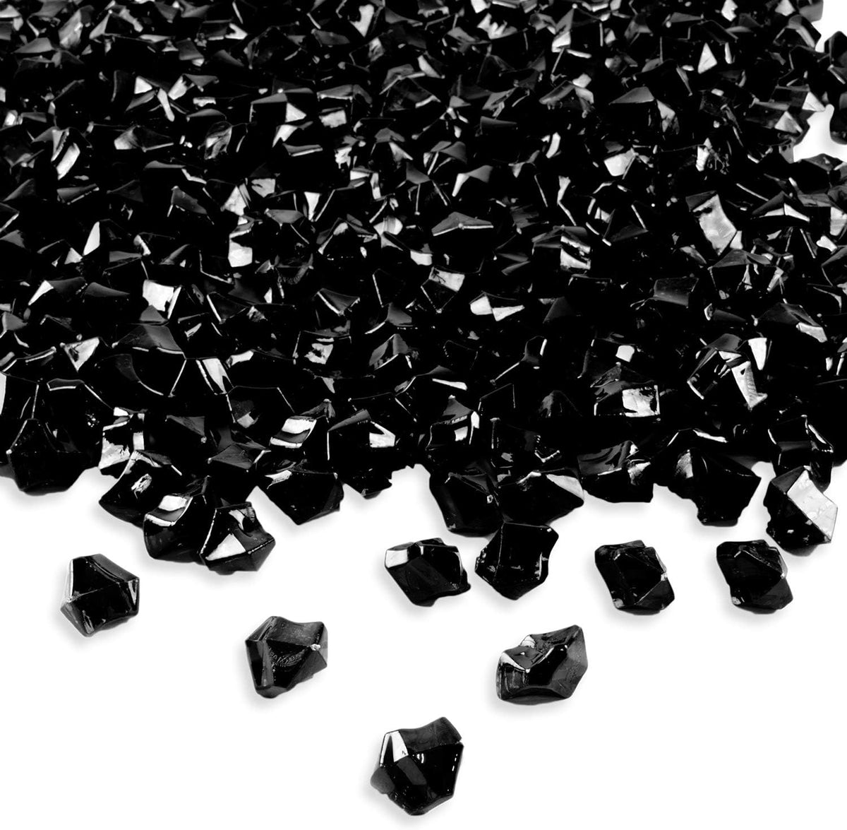 190 Black Crystals Treasure Gems - Elegant Table Scatters & Vase Fillers for Gatsby Wedding Decor