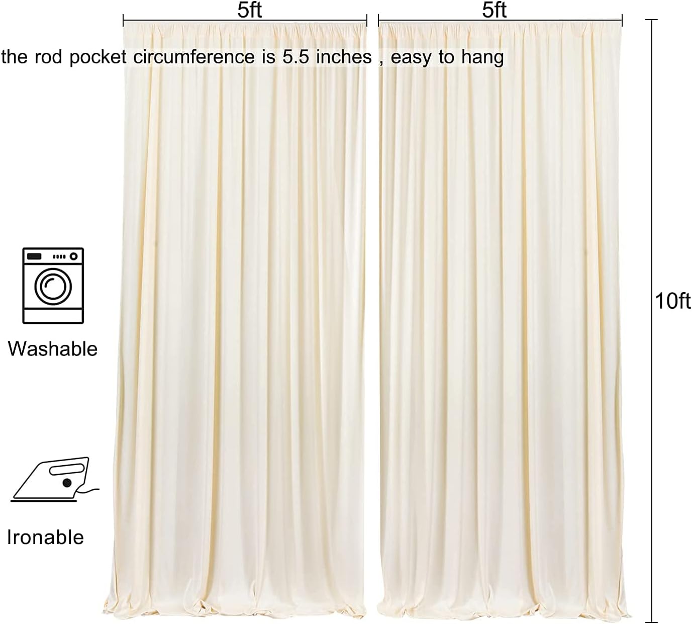 Elegant Beige Chiffon Backdrop: 10x10 FT, 2 Panels - Perfect for Wedding Ceremonies and Receptions