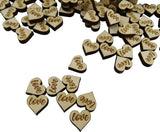 Rustic Romance: 100-Pack Engraved Wood Heart Shaped LOVE Confetti - Charming Wedding Table Decor