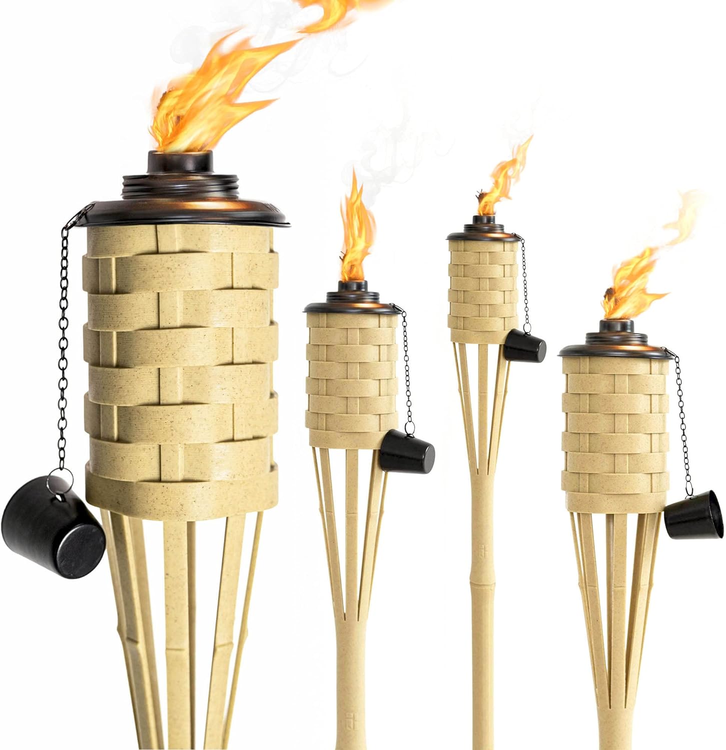 Elegant Faux Bamboo Outdoor Torch Stands - 60" Tall - Perfect for Weddings and Garden Events