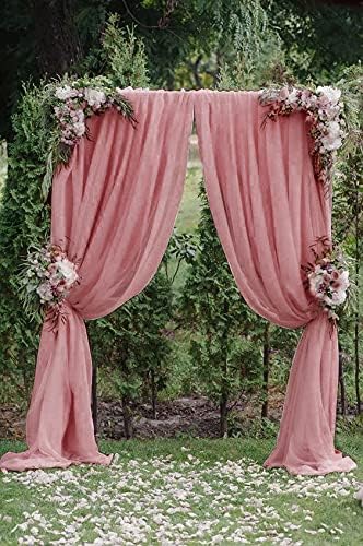 Romantic Ambiance: Dusty Pink Chiffon Curtains 5ft x 10ft, 2 Panels - Perfect for Wedding Decor