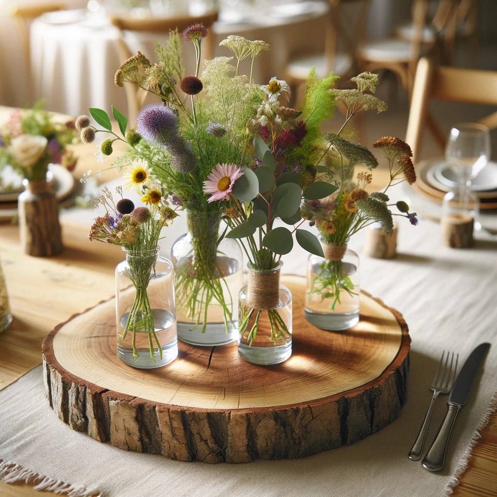 Rustic Elegance: 4 Pack Basswood Round Wood Slices, 9-12" Diameter - Perfect for Wedding Decor