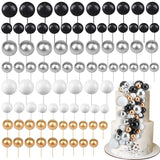 108 Pcs Cake Balls Topper Decoration Set - Elegant Black, Silver, White, & Gold for Gatsby Wedding