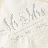 100 pcs Mr and Mrs Silver Cocktail Dessert Napkins - Sleek Minimalist Wedding Essentials