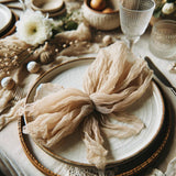 Classic Sophistication: Set of 20 Ivory Cheesecloth Dinner Napkins, 20x20 in - Perfect for Rustic Boho Weddings