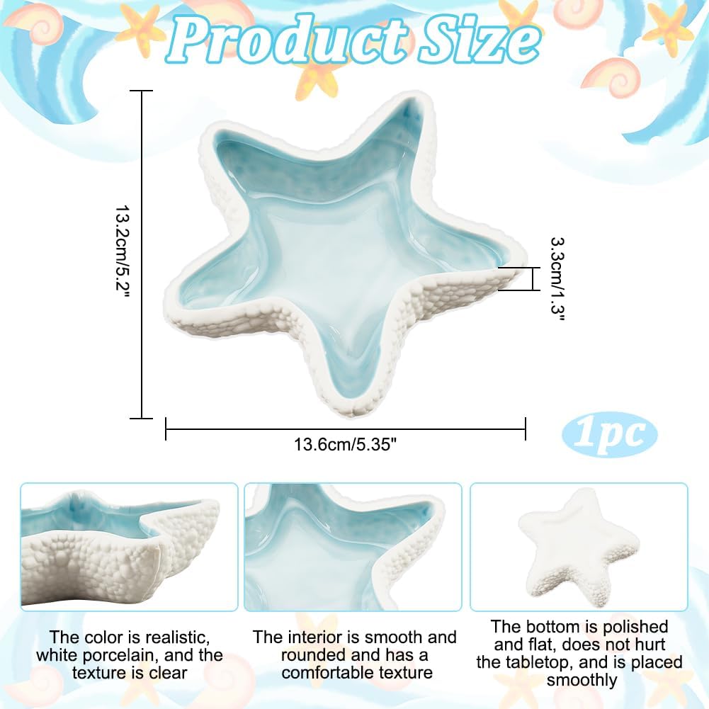 Starfish Shape Ceramic Jewelry Tray for Rings - Perfect for Beach Wedding & Bridal Gifts