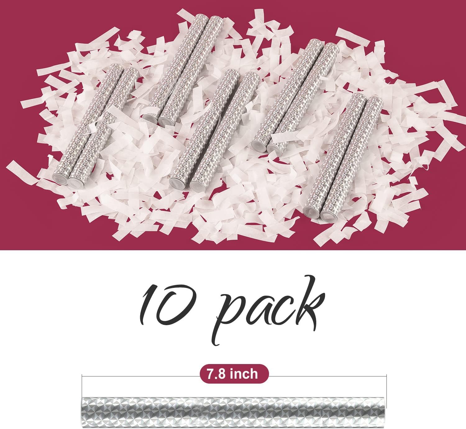 10-Pack White Biodegradable Paper Confetti Poppers - Eco-Friendly Celebration for Minimalist Weddings